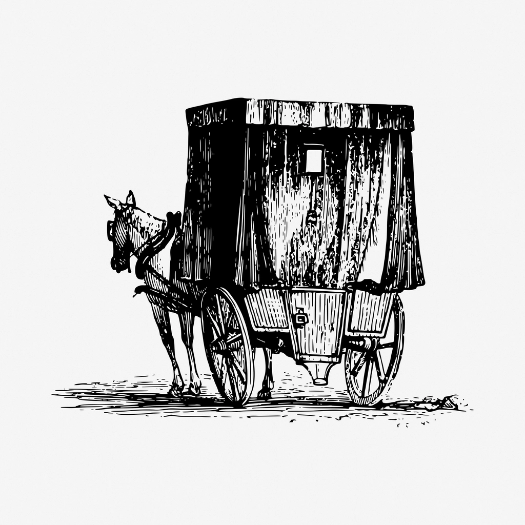 Vintage horse carriage hand drawn