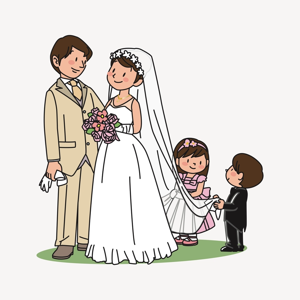 Wedding family cartoon clip art