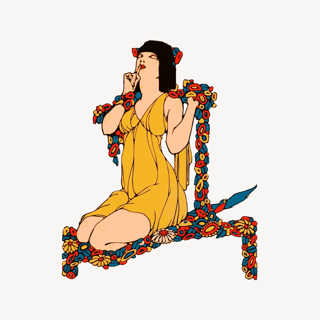 Woman keep quiet clipart, drawing